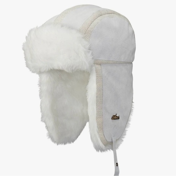 Unisex NWT Screamer Trapper Aviator Hat White Fur Winter Warm Leather Ski Snow - Picture 1 of 10